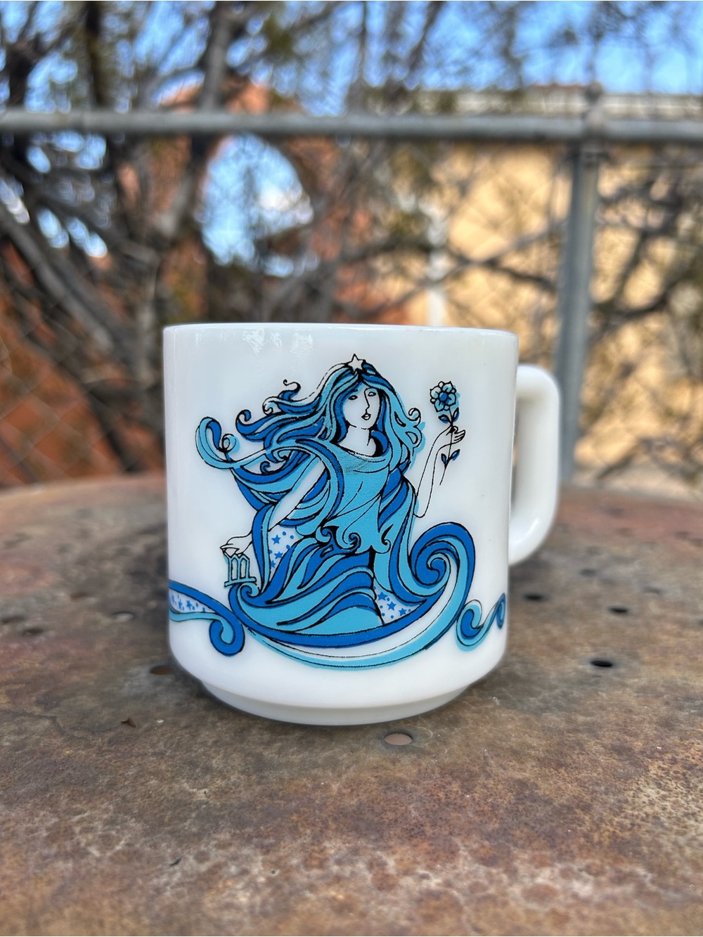 vintage virgo zodiac virgo astrological milk glass mug - Picture 2 of 6